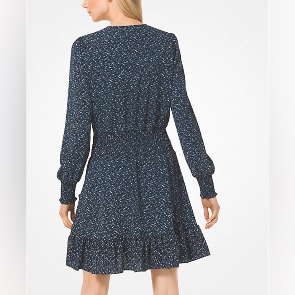 Michael Michael Kors Tweed-Print Ruffled Crepe Dress - Picture 2 of 6